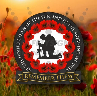 Lest We Forget Window Sticker Decal Poppy Remembrance Day Remember Them Car Van - Image 1 of 3