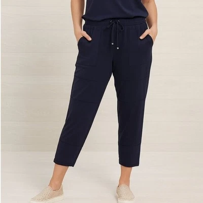 Pantalones al tobillo Elliott Lauren azul marino para mujer 12 elásticos pierna cónica jogger Foto 1 de 4