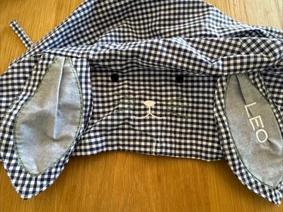 Forro de cesta de Pascua de guinga azul POTTERY BARN - pequeño - monograma Leo Foto 1 de 2