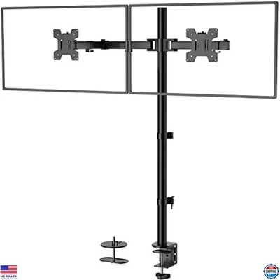 Extra Tall Dual LCD Monitor Desk Mount, Fits 2 Screens up to 27", 22 lbs - Image 1 of 4