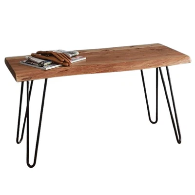 Live Edge Solid Wood Bench with Metal Hairpin Legs - 36 Inch Industrial Moder... - Image 1 of 4