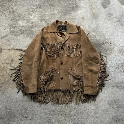 Chaqueta vintage años 60 Pioneer Wear flecos occidentales nativo americano hippie mediana Foto 1 de 4