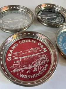 Vintage Menge 4 Grand Coulee Dam Washington Tasse Untersetzer Hergestellt in Japan - Bild 1 von 18