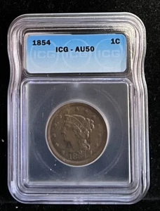 1854 Braided Hair Large Cent - Picture 1 of 4