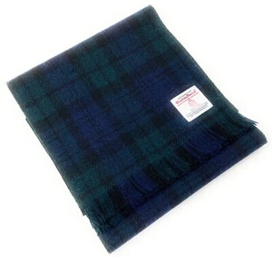 Harris Tweed Black Watch Tartan Scarf - Handmade Pure Wool, Unisex, Fringed - Picture 1 of 8