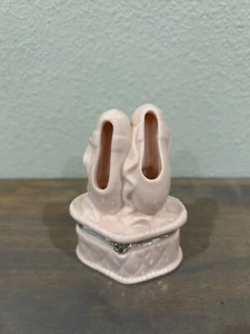 Pink Ballet Slippers Trinket Box Ballerina Shoes Jewelry Box - Picture 1 of 7