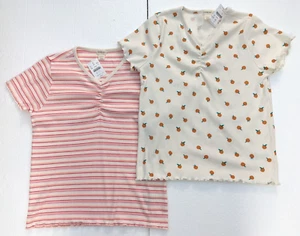 2 - NWT J.Crew Crewcuts Lettuce Edge Top Girl's Size XXL Stripes / Peaches $39 - Picture 1 of 14