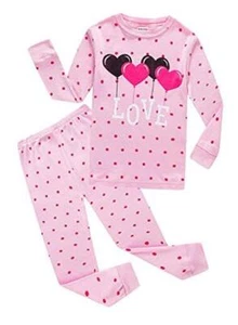  Girls Pajamas Set Kids Long Sleeve PJs Cotton Jammies 5 Love/888-2 - Picture 1 of 6