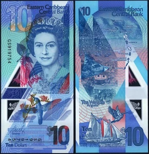 EAST CARIBBEAN STATES PNEW* 10 DOLLAR POLYMER* ND 2019* UNC GEM* USA SELLER - Picture 1 of 1