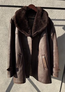 Vintage WW2 Brown Leather Double Breasted Barnstormer Motorcycle Jacket - 1950's - Picture 1 of 5