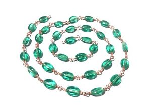 10 Feet Russian Green Quartz Oval Smooth 5x7mm Beads, Rose Gold Wire Chain RC12