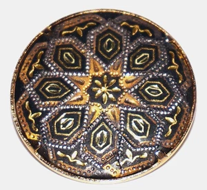 1970's Vintage ARTISAN Small Black Slate & Sterling, Gold, Copper TOLEDO Brooch - Picture 1 of 6