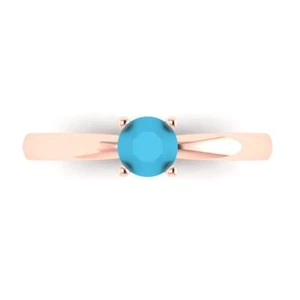 0.5 tcw Round Cut Engagement Ring for Women 14K Rose Gold Turquoise Promise Ring - Picture 1 of 11
