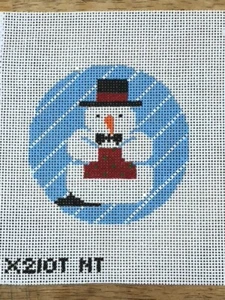 Snowman with Hat Ornament Needlepoint Handpainted Canvas X210T NT - Picture 1 of 3