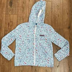 Vineyard Vines Girls Full-Zip Fleece Hoodie White Blue Red Star Whale Medium - Picture 1 of 4