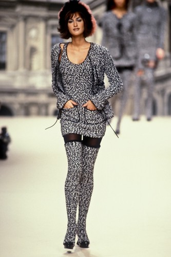 Mini abito vintage CHANEL by Karl Lagerfeld lana passerella SS 1994 maglia testurizzata