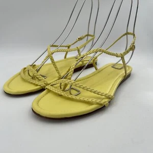Veronica Beard Soia Braided Strappy Yellow Leather Flat Sandals Size 9M - Imagen 1 de 13