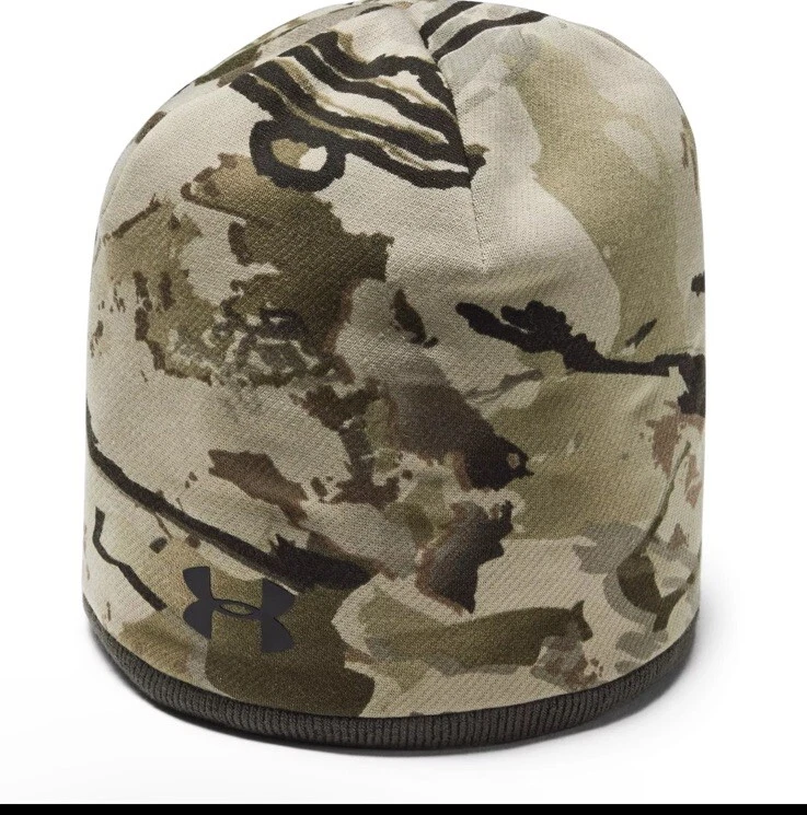 Under Armour UA ColdGear Storm Barren Camo Fleece Beanie Hunting Orange 1343194 - Image 1 of 4
