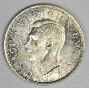 1943 TWO SHILLINGS FLORIN GREAT BRITAIN GB UK SILVER UNC BU GEORGE VI Inv#1036 - Picture 1 of 2