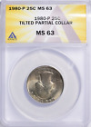 See VIDEO! Half Toned Washington ERROR 1980P TILTED PARTIAL COLLAR ANACS MS63...