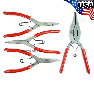 Wilde 4pc Lock Ring Pliers Set Compound Right Angle 90 Thin Straight Made in USA - Image 1 of 4