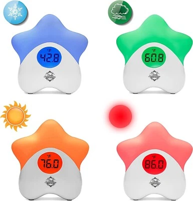 Temperature Regulated Night Light Star w/Thermometer Multicolor Display Silicone - Image 1 of 4