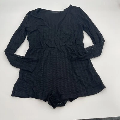 Mameluco Minkpink para mujer pequeño negro manga larga informal tejido preppy clásico Foto 1 de 4