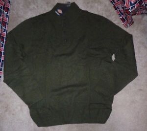NEW DICKIES Men's Big and Tall Solid Jersey Button Moc Sweater Thyme 2XB NEW NWT