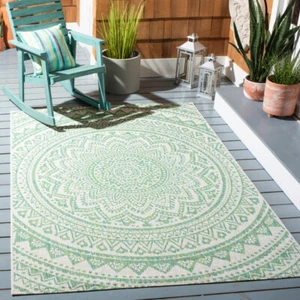 SAFAVIEH Outdoor CY8734-55712 Courtyard Ivory / Green Rug - Picture 1 of 25