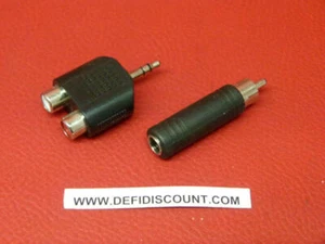 Prise 3,5mm mâle jack sorti 2x RCAM femelle stéréo et adaptateur RCAM mâle sorti - Imagen 1 de 1