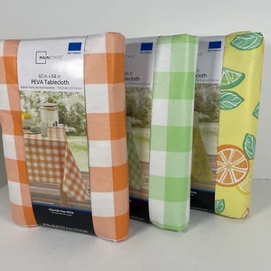 Mainstays 60x84" PEVA Rectangular Tablecloth Multicolor Pack Of 3 New - Picture 1 of 9