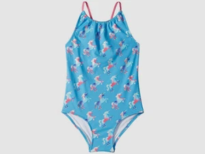 $42 Hatley Kids Girls' Blue Rainbow Unicorns One-Piece Swimsuit Size 6 - Picture 1 of 1
