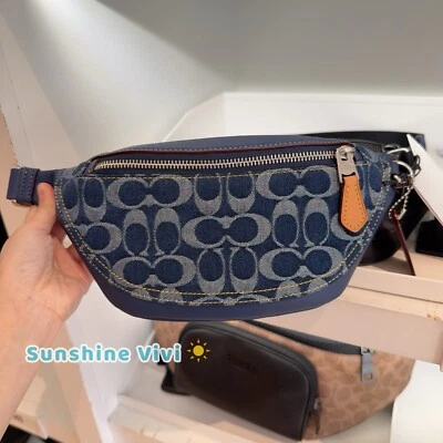 Nuevo con etiquetas Mini bolso cinturón Coach Warren en denim exclusivo CY886 plateado/denim/azul profundo Foto 1 de 4