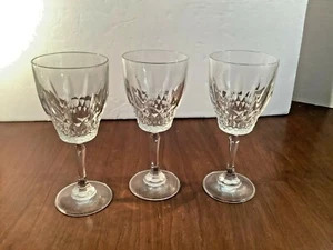 Set of 3 Diamond Cut Crystal Stemmed Claret Wine Cordial Liqueur Glass 6" - Picture 1 of 6