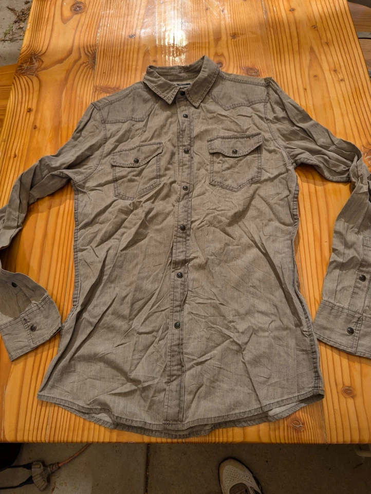 Camisa American Rag Cie gris abotonada talla S 100% algodón Foto 1 de 4