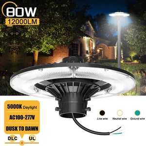80W LED Circular Post Lights with Photocell 5000K IP65 Waterproof Post Top Light - Picture 1 of 12