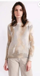 Ploumanac'h Women's Cashmere Blend Appin Camo Sand Storm Hand-painted Sweater M - Picture 1 of 15