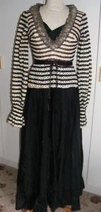 Vintage Jean Varon evening dress black & white ruffle front size 12 UK - Picture 1 of 7
