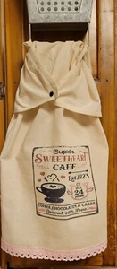 New Farmhouse Primitive VALENTINE Decorative Flour Sack TOWEL W/ Metal Snap LACE - Picture 1 of 4