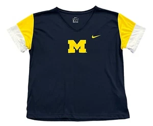 Michigan Wolverines Nike Dri-Fit V-Neck Short Sleeve Shirt Women's XL - Picture 1 of 2
