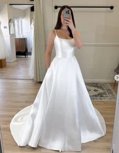 Satin Wedding Dresses White Ivory 2025 Sleeveless Church Summer Bridal Gowns - Picture 1 of 8