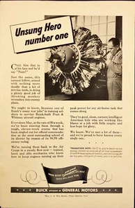 1943 Buick Built Pratt & Whitney Aircraft Engines Buy War Bonds Vintage Print Ad - Picture 1 of 7