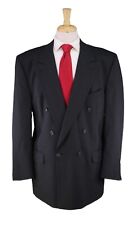 Burberrys Vintage London Black Checkered Double Breasted Wool Suit 44L