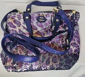 Juicy Couture Y2K Silver Purple Sequin Hand Bag Crossbody Cheetah Print Rare - Picture 1 of 8