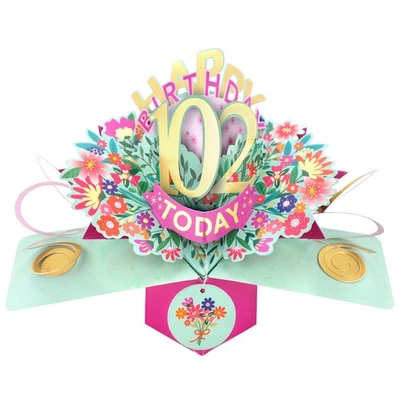 Happy 102nd Birthday 102 Today Pop-Up Greeting Card Love Kate's Pop Up Cards Her