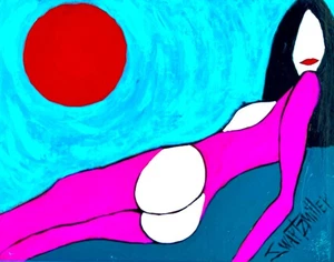 Colorido PINTURA ROJA DAMA DESNUDA ARTE POP CB Reciclado Original ADN de SWARTZMILLER - Imagen 1 de 20