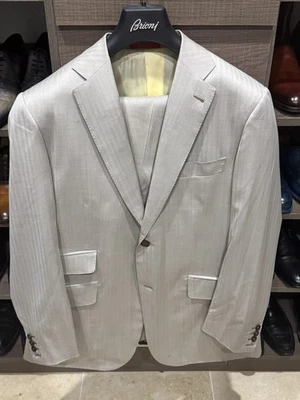 $8,795 ISAIA Solid Beige Super 160's 2B Wool Suit EU 52R US 42R - Image 1 of 4