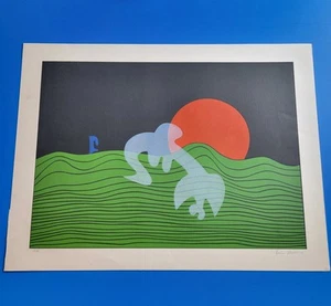 Neuhaus Ervin 70er Modernist Abstract Sun Set Lithographie PP Paris Jérususalem - Bild 1 von 10