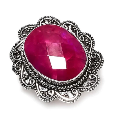 Ruby(Simulated) Gemstone Handmade 925 Sterling Silver Gift Ring Size 5.5 O188 - Image 1 of 3