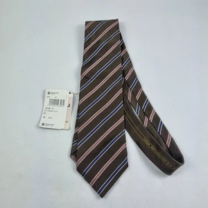 Ermenegildo Zegna Silk Tie Brown Striped Design NWT RRP £99 Luxury Menswear - Picture 1 of 10